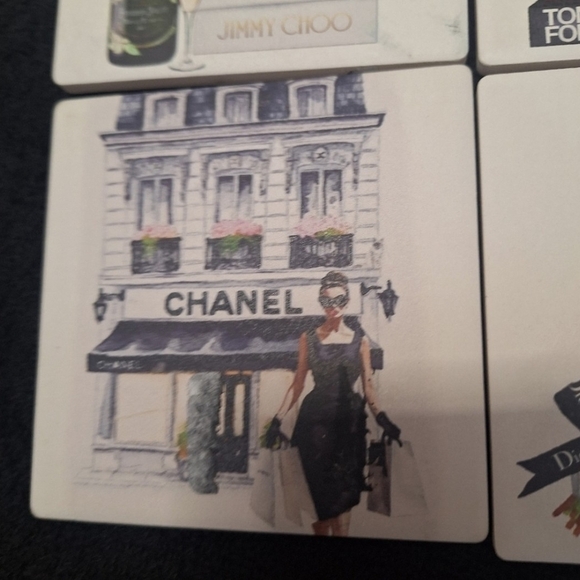 NWT 4 Designer Ceramic Coasters With Sophisticated Design 4x4 Size Beautiful !! - Picture 3 of 7